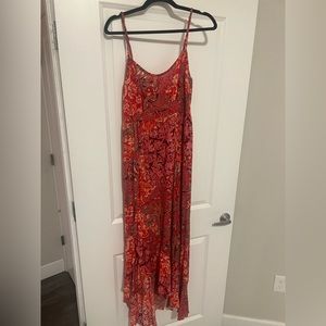 Free People Forever Yours Smocked Slip Dress in Red- Size Medium